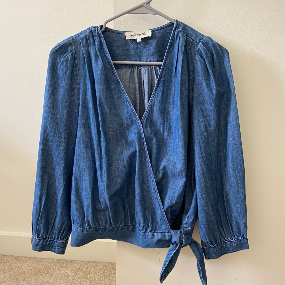 Madewell Denim Wrap Top